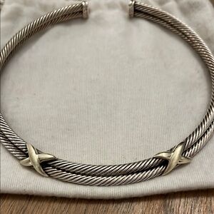 David Yurman Silver and Gold Cable Necklace